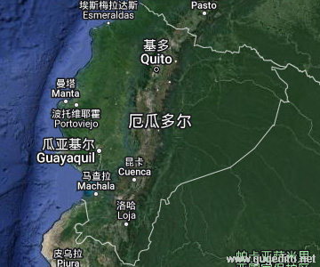 厄瓜多爾衛星地圖