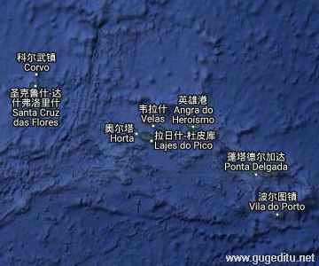 亞速爾群島衛星地圖
